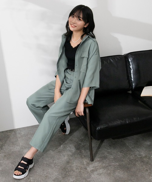 PairPair（ペアペア）の「ドライオックスリラックスシャツ（ユニセックス/セットアップ）（シャツ/ブラウス・レディース・ブルーグリーン/アイボリー/ブラウン・MEDIUM/LARGE）」の15枚目の写真