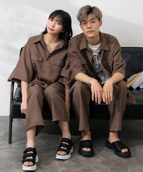 PairPair（ペアペア）の「ドライオックスリラックスシャツ（ユニセックス/セットアップ）（シャツ/ブラウス・レディース・ブルーグリーン/アイボリー/ブラウン・MEDIUM/LARGE）」の18枚目の写真