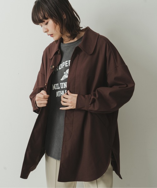 kha:ki(カーキ)の「「KHA:KI / カーキ」ワイドカラーオーバージャケット(ダウンジャケット/コート・レディース・ブラウン/カーキ/ダークネイビー・2/1)」の2枚目の写真