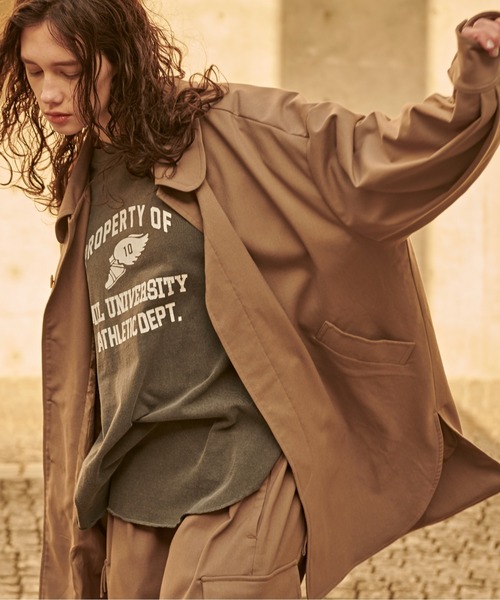 kha:ki(カーキ)の「「KHA:KI / カーキ」ワイドカラーオーバージャケット(ダウンジャケット/コート・レディース・ブラウン/カーキ/ダークネイビー・2/1)」の4枚目の写真