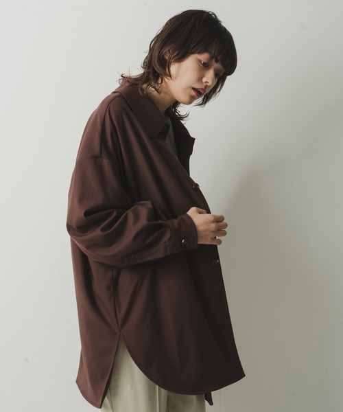 kha:ki(カーキ)の「「KHA:KI / カーキ」ワイドカラーオーバージャケット(ダウンジャケット/コート・レディース・ブラウン/カーキ/ダークネイビー・2/1)」の15枚目の写真