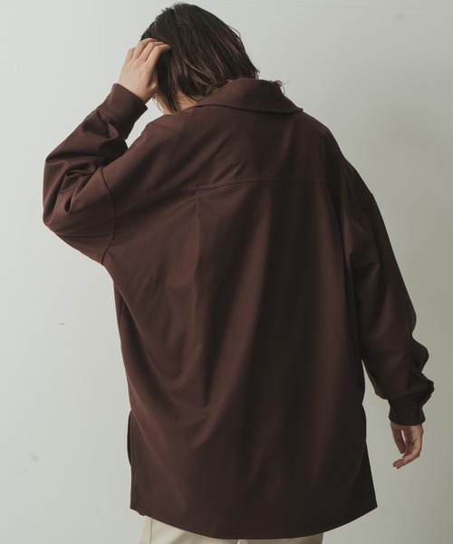 kha:ki(カーキ)の「「KHA:KI / カーキ」ワイドカラーオーバージャケット(ダウンジャケット/コート・レディース・ブラウン/カーキ/ダークネイビー・2/1)」の18枚目の写真