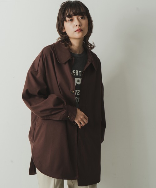 kha:ki(カーキ)の「「KHA:KI / カーキ」ワイドカラーオーバージャケット(ダウンジャケット/コート・レディース・ブラウン/カーキ/ダークネイビー・2/1)」の12枚目の写真