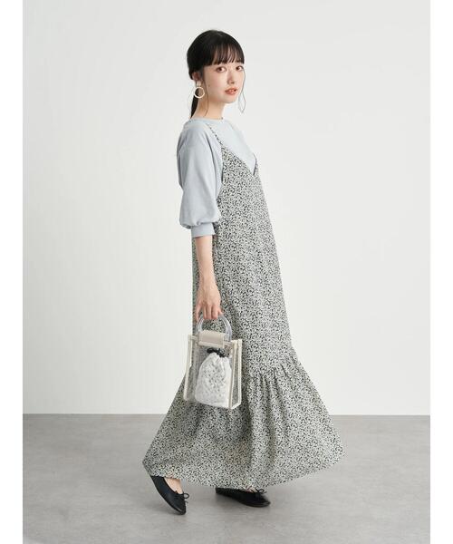 earth music&ecology（アースミュージックアンドエコロジー）の「切り替えキャミワンピース　＊（ワンピース・レディース・ブラック/ブラック系その他/サックスブルー系1・FREE）」の5枚目の写真