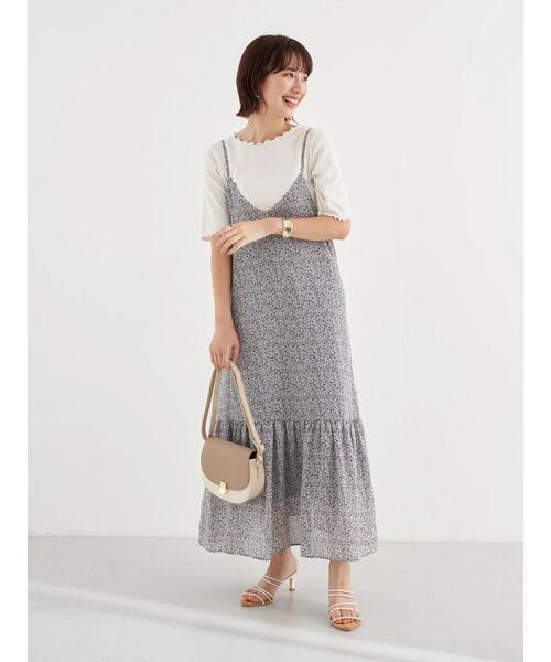 earth music&ecology（アースミュージックアンドエコロジー）の「切り替えキャミワンピース　＊（ワンピース・レディース・ブラック/ブラック系その他/サックスブルー系1・FREE）」の6枚目の写真