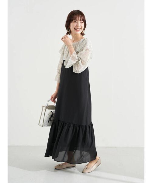 earth music&ecology（アースミュージックアンドエコロジー）の「切り替えキャミワンピース　＊（ワンピース・レディース・ブラック/ブラック系その他/サックスブルー系1・FREE）」の9枚目の写真