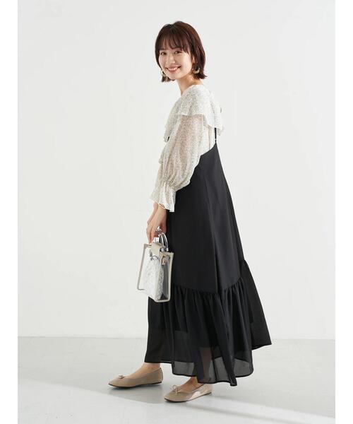 earth music&ecology（アースミュージックアンドエコロジー）の「切り替えキャミワンピース　＊（ワンピース・レディース・ブラック/ブラック系その他/サックスブルー系1・FREE）」の10枚目の写真