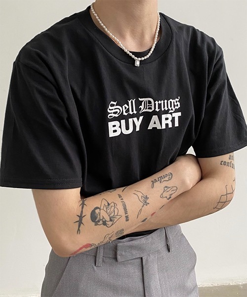WESTBOY(ウエストボーイ)の「【WB ORIGINALS】Black Letter Printed Drop Shoulder T-shirt WO21S504TP(Tシャツ/カットソー・メンズ・ホワイト/ブラック・M/L/XL)」の2枚目の写真