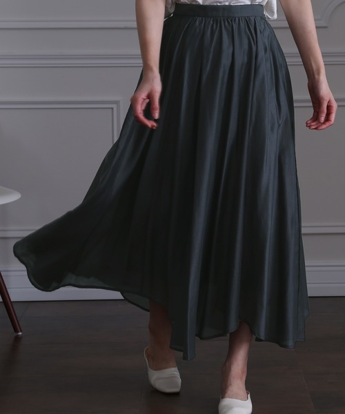 ElegChic（エレグシック）の「ふんわりイレヘム ロング スカート （スカート・レディース・ネイビー/ブラウン/ブルー/ダークオレンジ/グレー系・M）」の4枚目の写真