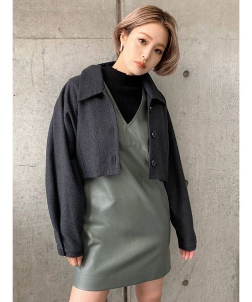 EMODA（エモダ）の「クラッシュショートリブニット（ニット/セーター・レディース・アイボリー/ブラック/グリーン/ブルー・FREE）」の8枚目の写真