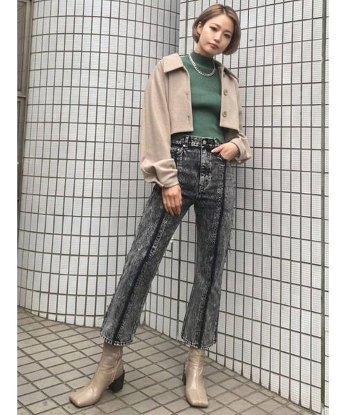 EMODA（エモダ）の「クラッシュショートリブニット（ニット/セーター・レディース・アイボリー/ブラック/グリーン/ブルー・FREE）」の10枚目の写真