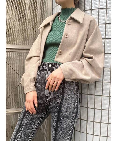 EMODA（エモダ）の「クラッシュショートリブニット（ニット/セーター・レディース・アイボリー/ブラック/グリーン/ブルー・FREE）」の17枚目の写真