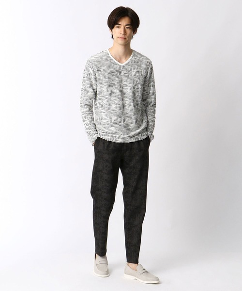 NICOLE CLUB FOR MEN（ニコルクラブフォーメン）の「ウェーブブリスタージャカードＶネックプルオーバー（Tシャツ/カットソー・メンズ・ブラウン系その他/ホワイト×ブラック/グレー系その他/ブラック系その他・LL/M/L）」の10枚目の写真