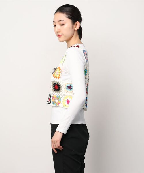 WC（ダブル シー）の「クロシェニットベスト（ベスト・レディース・アイボリー/ブラック・FREE）」の3枚目の写真