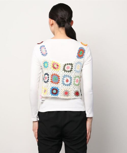 WC（ダブル シー）の「クロシェニットベスト（ベスト・レディース・アイボリー/ブラック・FREE）」の4枚目の写真