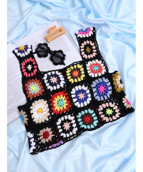 WC（ダブル シー）の「クロシェニットベスト（ベスト・レディース・アイボリー/ブラック・FREE）」の12枚目の写真