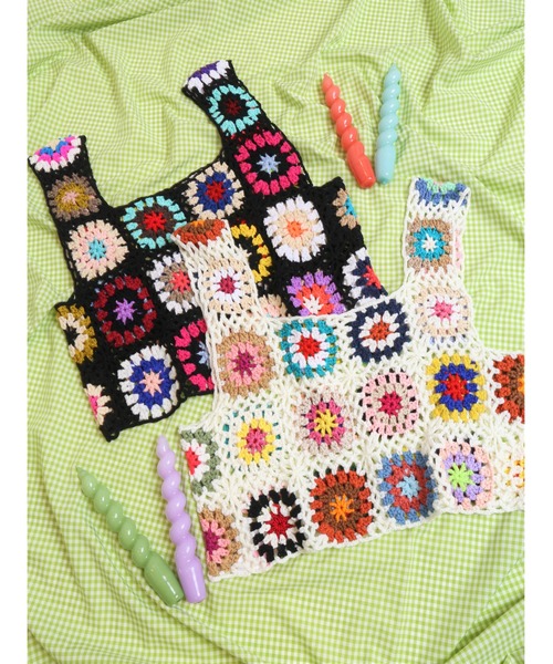 WC（ダブル シー）の「クロシェニットベスト（ベスト・レディース・アイボリー/ブラック・FREE）」の11枚目の写真