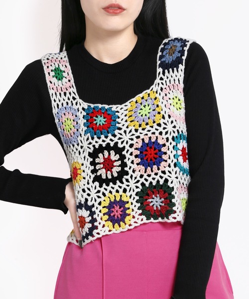 WC（ダブル シー）の「クロシェニットベスト（ベスト・レディース・アイボリー/ブラック・FREE）」の13枚目の写真