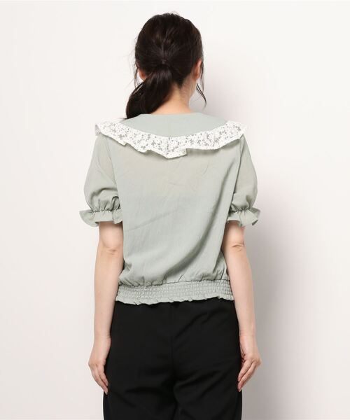 ehka sopo（エヘカソポ）の「オーガンジー刺繍ショールカラーブラウス（シャツ/ブラウス・レディース・オフホワイト/イエロー/ミント・ﾌﾘ-）」の5枚目の写真