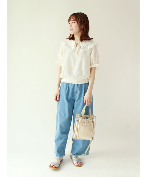 ehka sopo（エヘカソポ）の「オーガンジー刺繍ショールカラーブラウス（シャツ/ブラウス・レディース・オフホワイト/イエロー/ミント・ﾌﾘ-）」の7枚目の写真