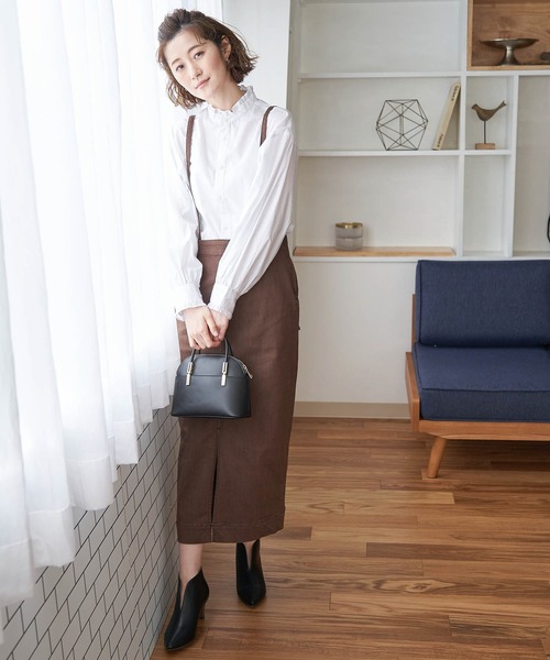 ROPE' PICNIC(ロペピクニック)の「フリルバンドカラーシャツ(シャツ/ブラウス・レディース・ブラック/ホワイト/ホワイト系その他/サックスブルー・38)」の7枚目の写真