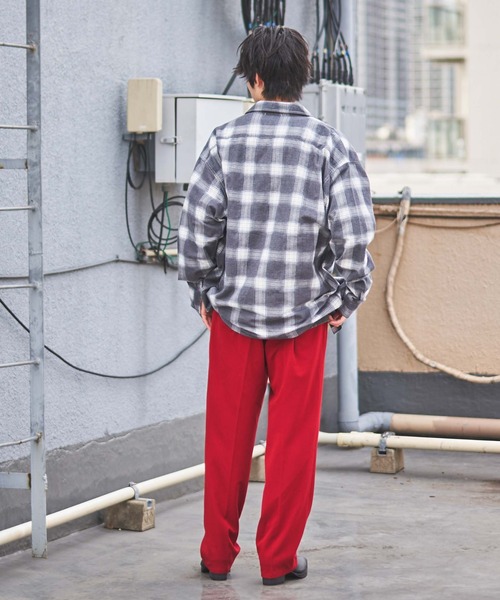 WEGO(ウィゴー)の「WEGO/オンブレチェックオープンカラールーズネルシャツ(シャツ/ブラウス・メンズ・ブラック系その他/ブルー系その他・LARGE/MEDIUM)」の6枚目の写真