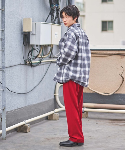 WEGO(ウィゴー)の「WEGO/オンブレチェックオープンカラールーズネルシャツ(シャツ/ブラウス・メンズ・ブラック系その他/ブルー系その他・LARGE/MEDIUM)」の5枚目の写真