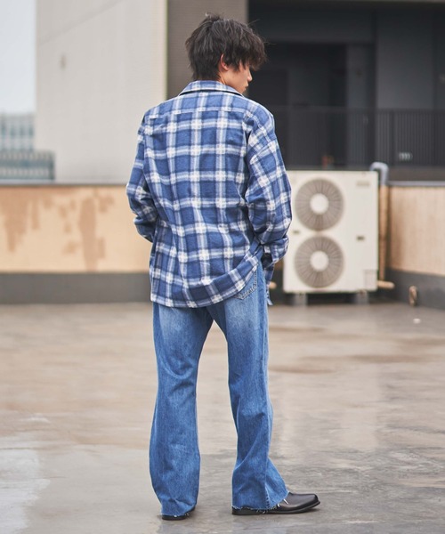 WEGO(ウィゴー)の「WEGO/オンブレチェックオープンカラールーズネルシャツ(シャツ/ブラウス・メンズ・ブラック系その他/ブルー系その他・LARGE/MEDIUM)」の11枚目の写真