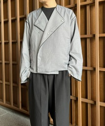 unlow | パイピングノーカラーダブルジャケット（セットアップ対応）(ノーカラージャケット)