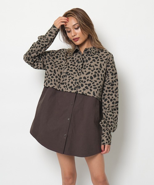 SPIRALGIRL(スパイラルガール)の「バイカラー2wayドッキングシャツ(シャツ/ブラウス・レディース・ブラック/グレー・FREE)」の18枚目の写真