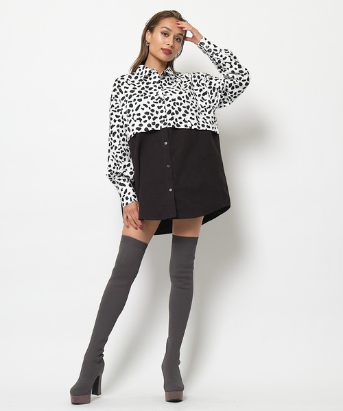 SPIRALGIRL(スパイラルガール)の「バイカラー2wayドッキングシャツ(シャツ/ブラウス・レディース・ブラック/グレー・FREE)」の20枚目の写真