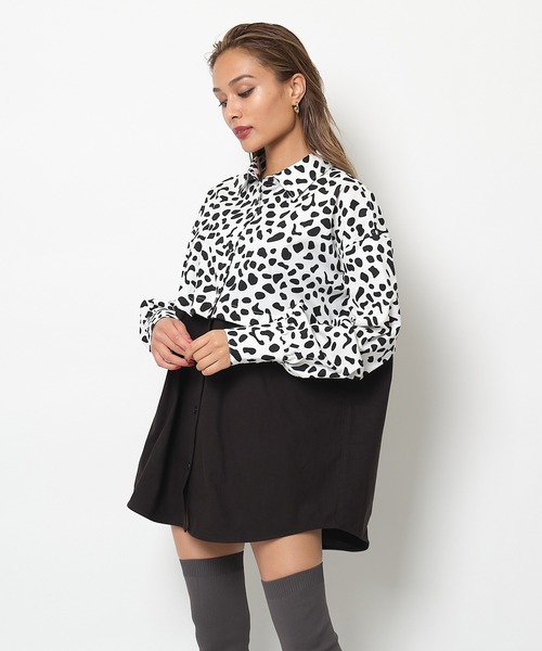 SPIRALGIRL(スパイラルガール)の「バイカラー2wayドッキングシャツ(シャツ/ブラウス・レディース・ブラック/グレー・FREE)」の21枚目の写真