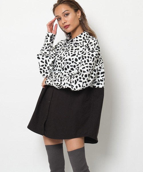 SPIRALGIRL(スパイラルガール)の「バイカラー2wayドッキングシャツ(シャツ/ブラウス・レディース・ブラック/グレー・FREE)」の22枚目の写真