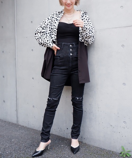 SPIRALGIRL(スパイラルガール)の「バイカラー2wayドッキングシャツ(シャツ/ブラウス・レディース・ブラック/グレー・FREE)」の14枚目の写真