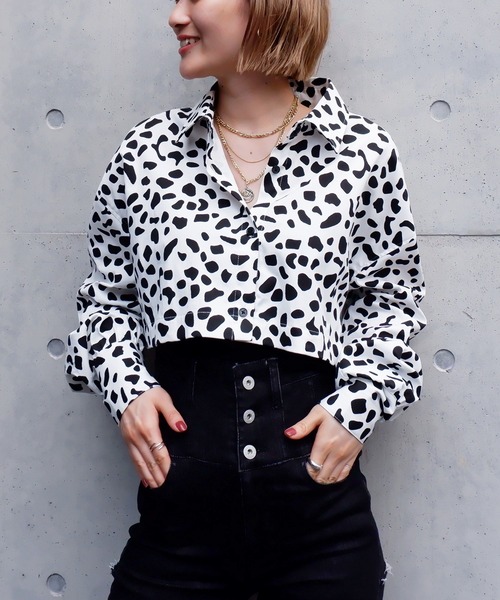 SPIRALGIRL(スパイラルガール)の「バイカラー2wayドッキングシャツ(シャツ/ブラウス・レディース・ブラック/グレー・FREE)」の12枚目の写真