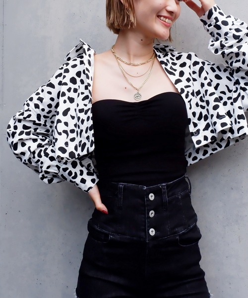 SPIRALGIRL(スパイラルガール)の「バイカラー2wayドッキングシャツ(シャツ/ブラウス・レディース・ブラック/グレー・FREE)」の13枚目の写真