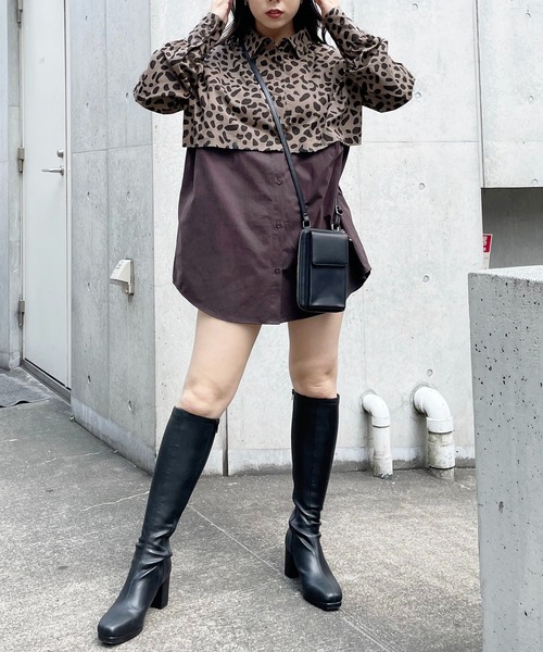 SPIRALGIRL(スパイラルガール)の「バイカラー2wayドッキングシャツ(シャツ/ブラウス・レディース・ブラック/グレー・FREE)」の16枚目の写真