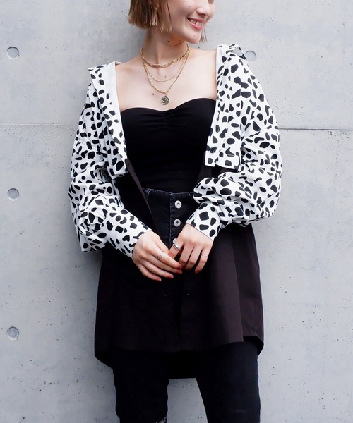 SPIRALGIRL(スパイラルガール)の「バイカラー2wayドッキングシャツ(シャツ/ブラウス・レディース・ブラック/グレー・FREE)」の6枚目の写真