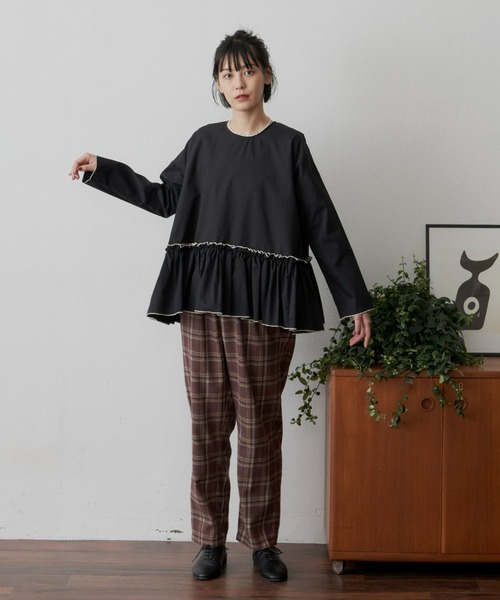 Libra Cue(リブラ キュー)の「起毛チェックテーパードパンツ(その他パンツ・レディース・ブラック/ブラウン・FREE)」の12枚目の写真