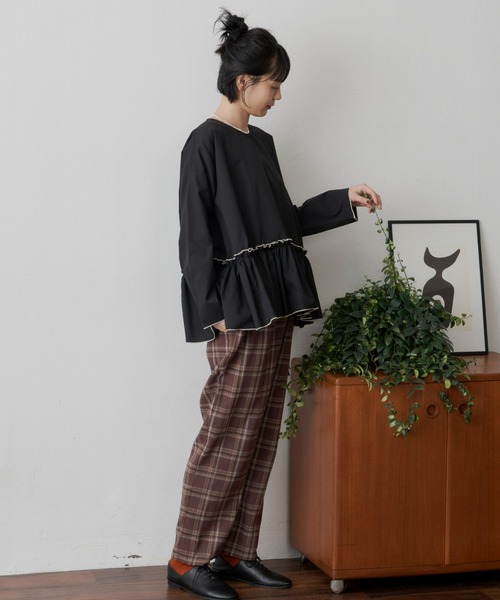 Libra Cue(リブラ キュー)の「起毛チェックテーパードパンツ(その他パンツ・レディース・ブラック/ブラウン・FREE)」の5枚目の写真