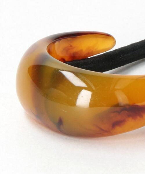 green label relaxing（グリーンレーベルリラクシング）の「マーブル ラウンド カバー ポニー ヘアゴム（ヘアゴム・レディース・ダークグリーン/ブラウン/ベージュ・FREE）」の4枚目の写真