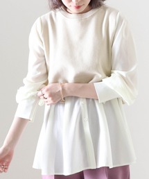 Cheek | ニットベストＳＥＴバンドカラーブラウス(シャツ/ブラウス)