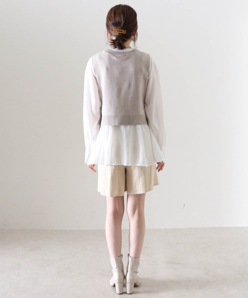 Cheek（チーク）の「ニットベストＳＥＴバンドカラーブラウス（シャツ/ブラウス・レディース・オフホワイト/ブラック/アイボリー・FREE）」の20枚目の写真