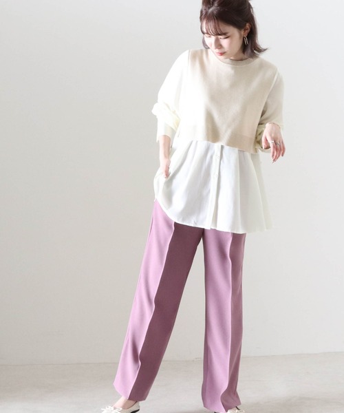 Cheek（チーク）の「ニットベストＳＥＴバンドカラーブラウス（シャツ/ブラウス・レディース・オフホワイト/ブラック/アイボリー・FREE）」の18枚目の写真