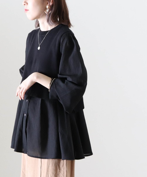 Cheek（チーク）の「ニットベストＳＥＴバンドカラーブラウス（シャツ/ブラウス・レディース・オフホワイト/ブラック/アイボリー・FREE）」の16枚目の写真