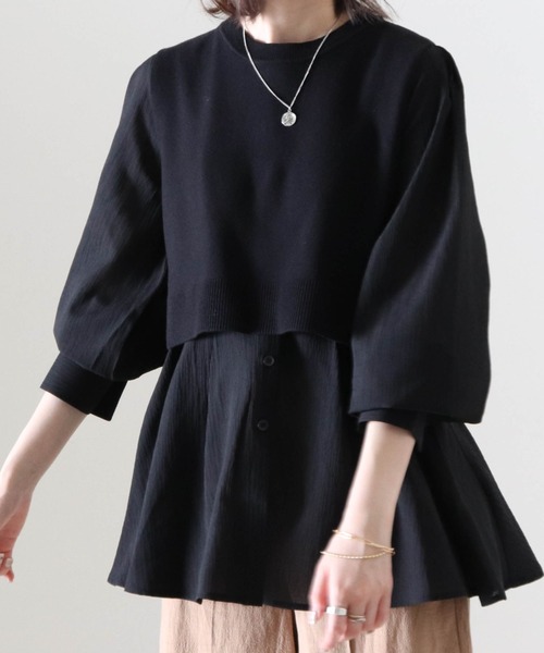 Cheek（チーク）の「ニットベストＳＥＴバンドカラーブラウス（シャツ/ブラウス・レディース・オフホワイト/ブラック/アイボリー・FREE）」の13枚目の写真