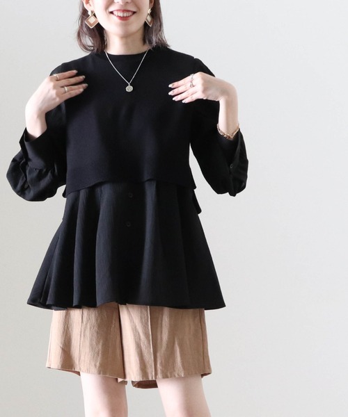 Cheek（チーク）の「ニットベストＳＥＴバンドカラーブラウス（シャツ/ブラウス・レディース・オフホワイト/ブラック/アイボリー・FREE）」の19枚目の写真