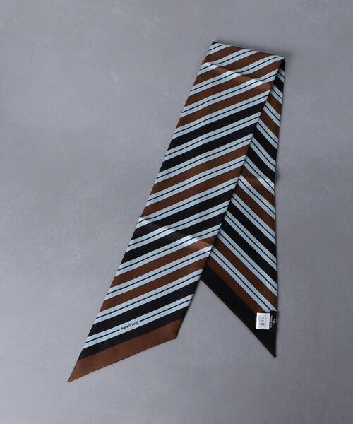 Fratelli Luigi(フラテッリルイージ)の「<Fratelli Luigi (フラテッリ ルイージ) > プリント ストライプ スカーフ(ストール/ショール・メンズ・ダークブラウン/コバルトブルー・FREE)」の1枚目の写真