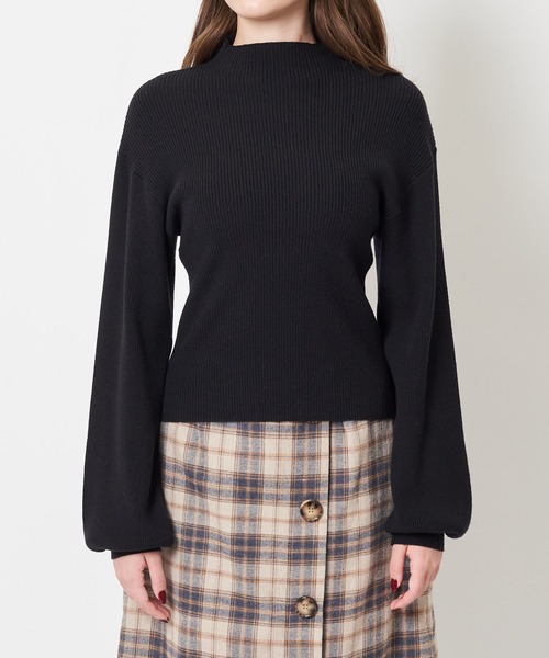 SPIRALGIRL（スパイラルガール）の「ボトルネック袖ボリュームリブニット（Tシャツ/カットソー・レディース・ベージュ/ブラック/オフホワイト・FREE）」の8枚目の写真