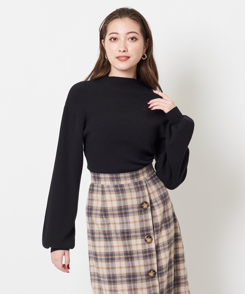 SPIRALGIRL（スパイラルガール）の「ボトルネック袖ボリュームリブニット（Tシャツ/カットソー・レディース・ベージュ/ブラック/オフホワイト・FREE）」の12枚目の写真